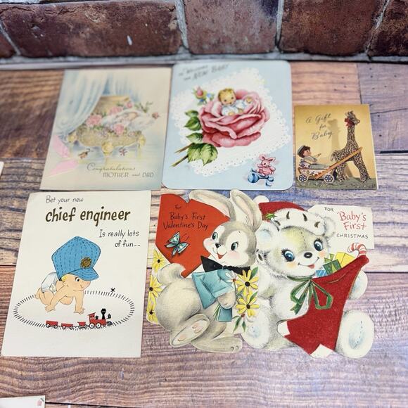 Vintage 1950’s Lot of 20! Used New Baby Greeting Cards Scrapbooking Crafts - Picture 4 of 5